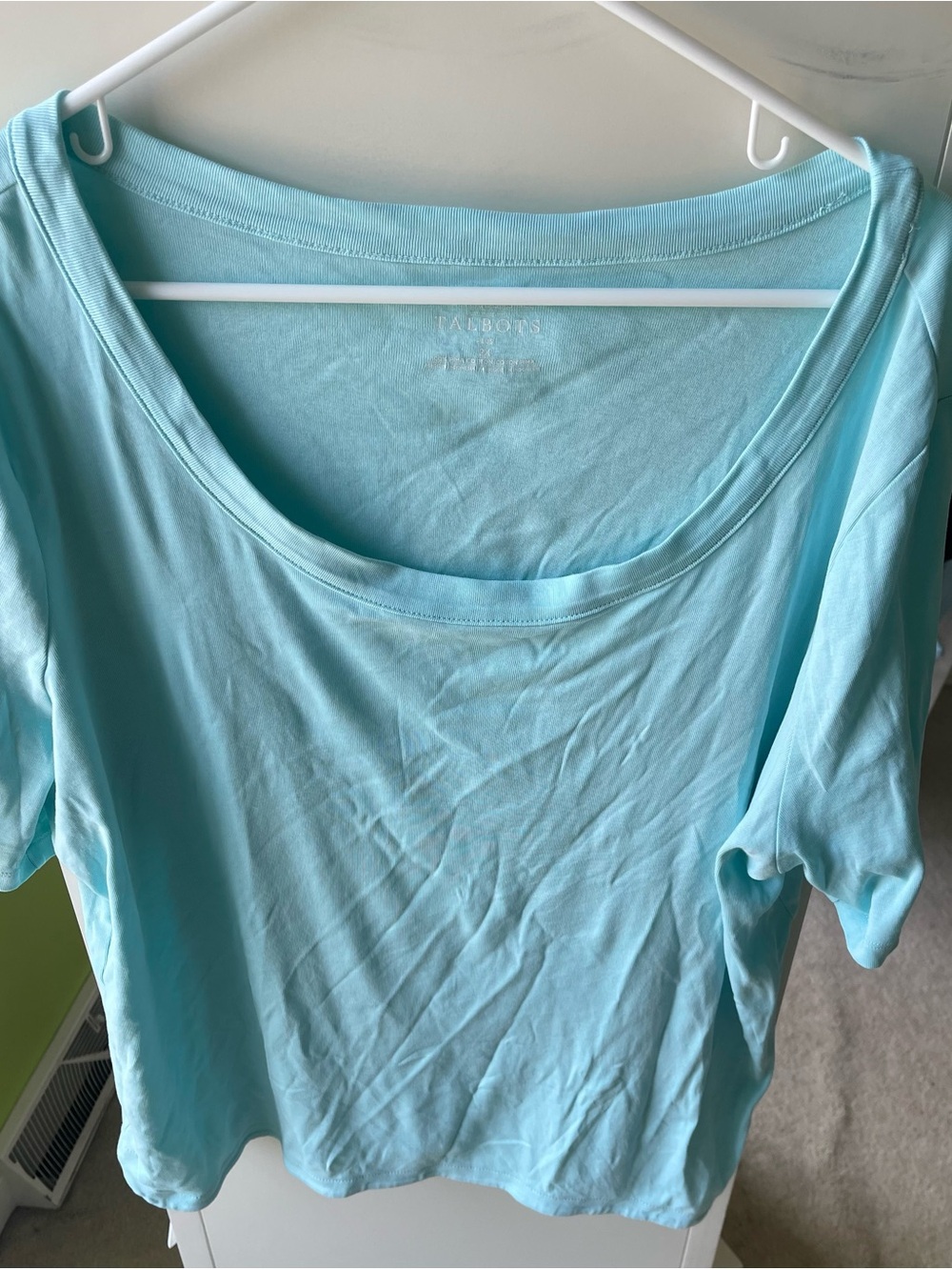 Talbots Scoop Neck Short Sleeve Tee in Aqua Blue